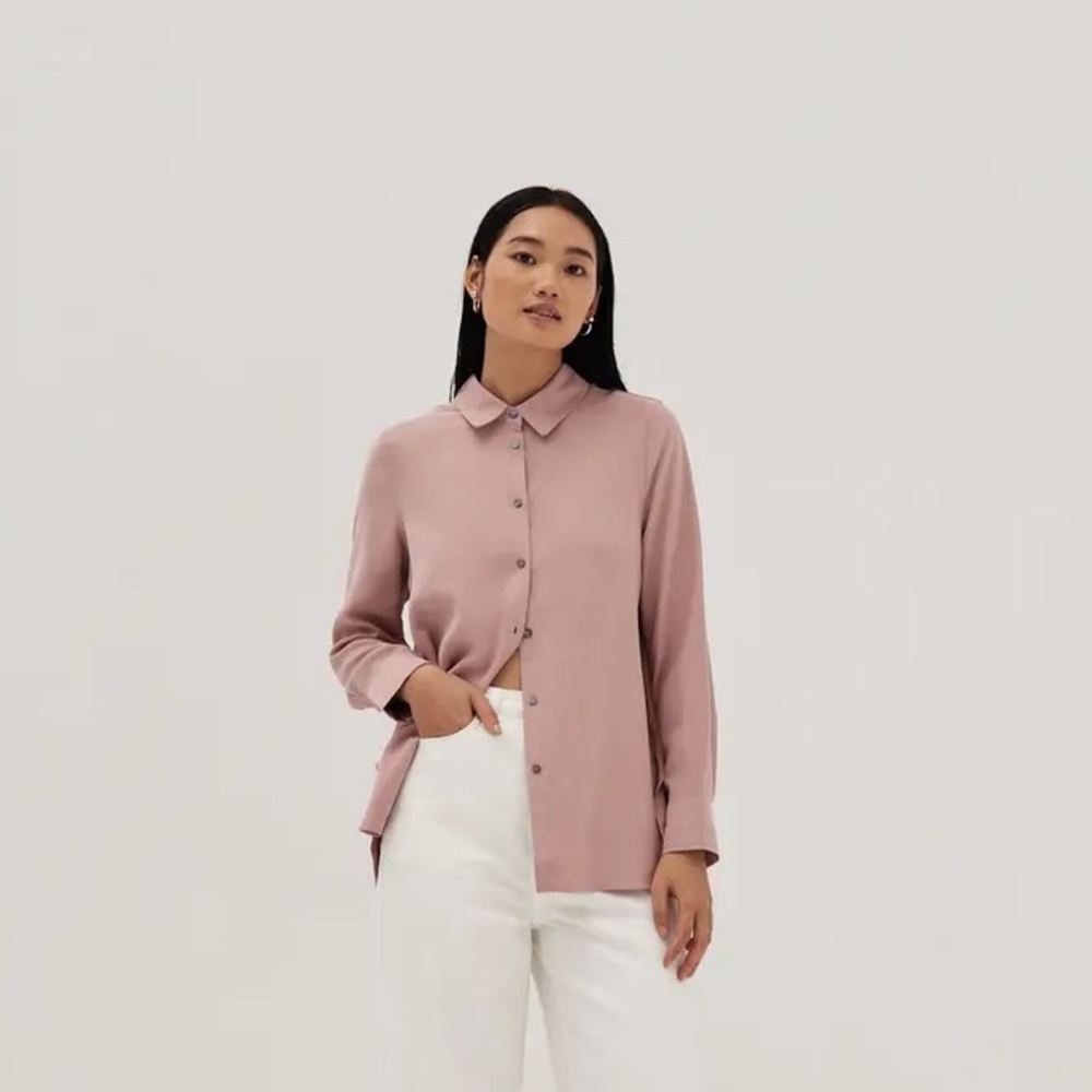 NWT Love, Bonito Kinslee Cuffed Sleeve Button Down Shirt in Dusty Pink